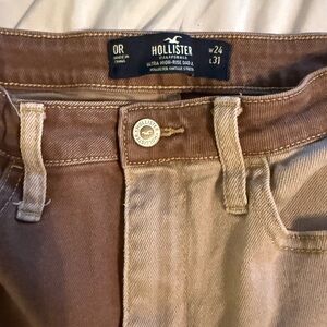 Hollister High Rise Jeans - Brown and Tan